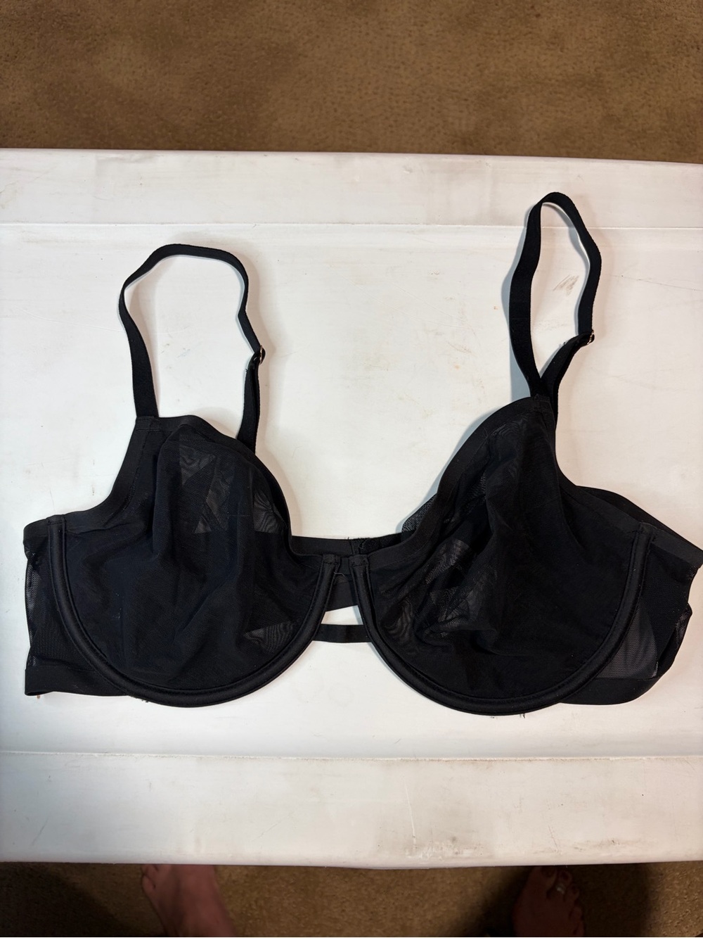 Auden Black Mesh Sheer Unlined Underwire Bra, size 38C
